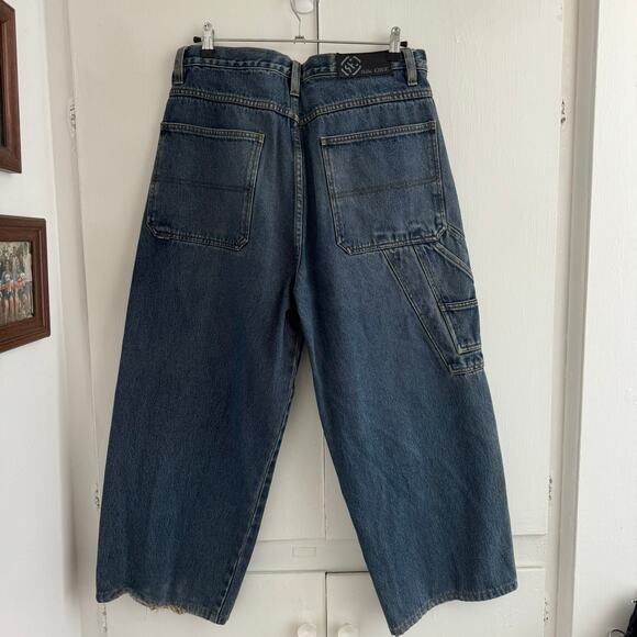 Y2k RAW EDGE Wide Leg Baggy Denim Carpenter Jeans 36x30 - Picture 3 of 3